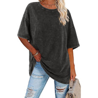 Frances™ Women's Oversized Vintage T-Shirt in Dark Grey