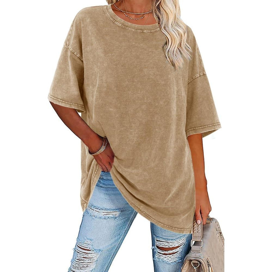 Frances™ Women's Oversized Vintage T-Shirt in Khaki
