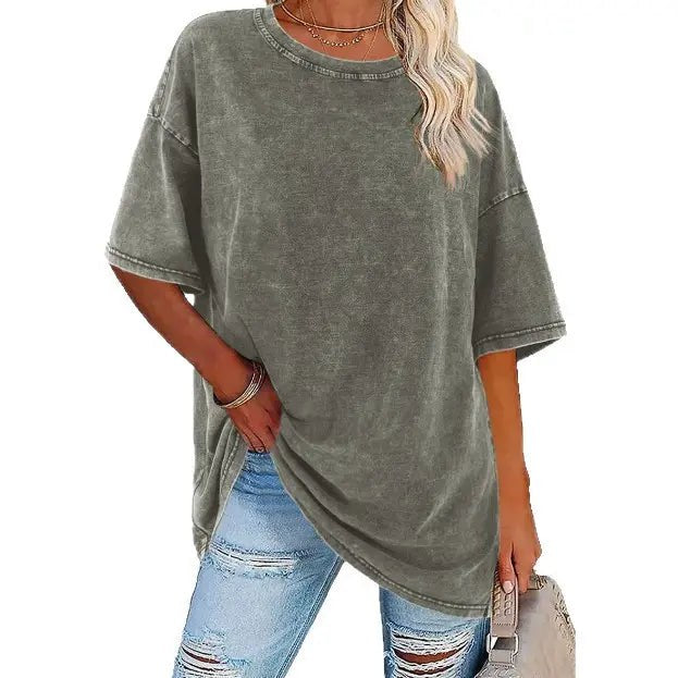 Frances™ Women's Oversized Vintage T-Shirt in Light Gray