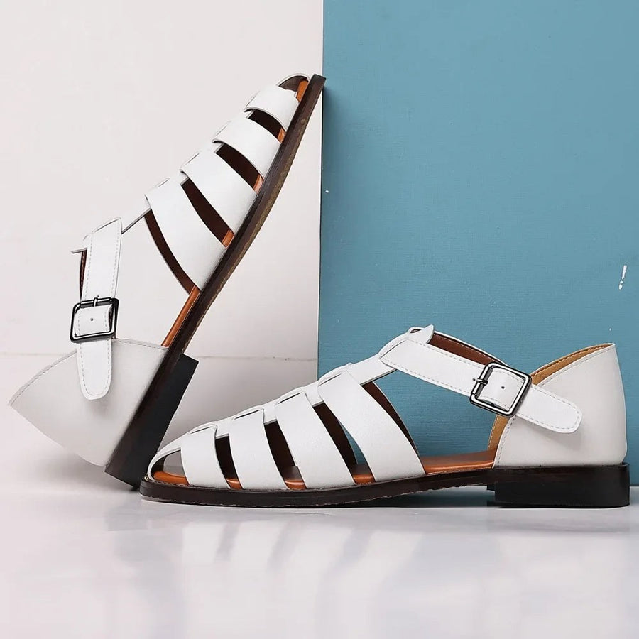 Franco Leather Fisherman Sandal in Pearl