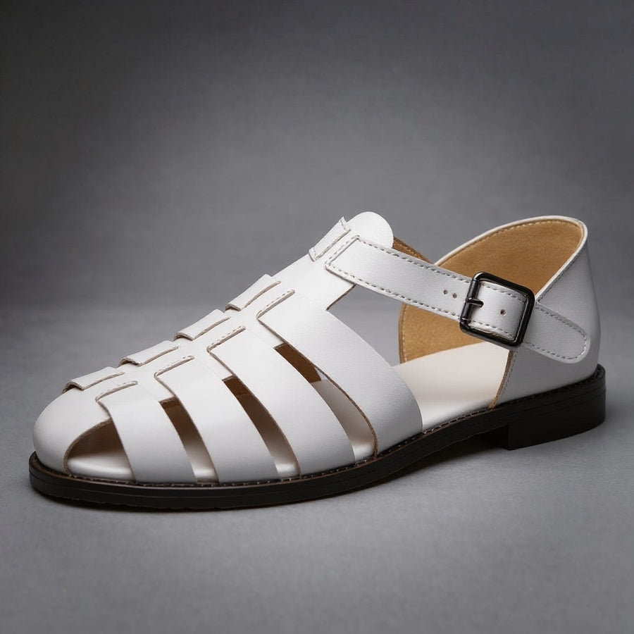 Franco Leather Fisherman Sandal in Pearl