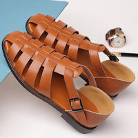 Franco Leather Fisherman Sandal in Sienna Brown