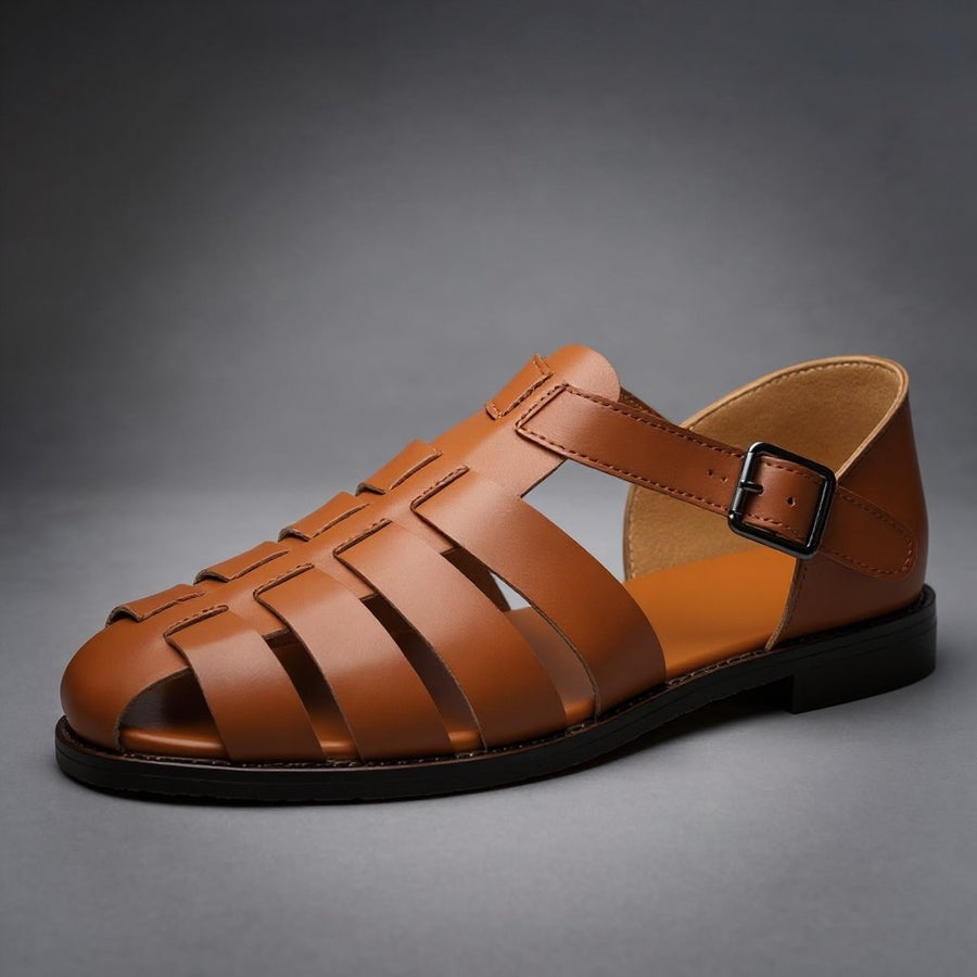 Franco Leather Fisherman Sandal in Sienna Brown