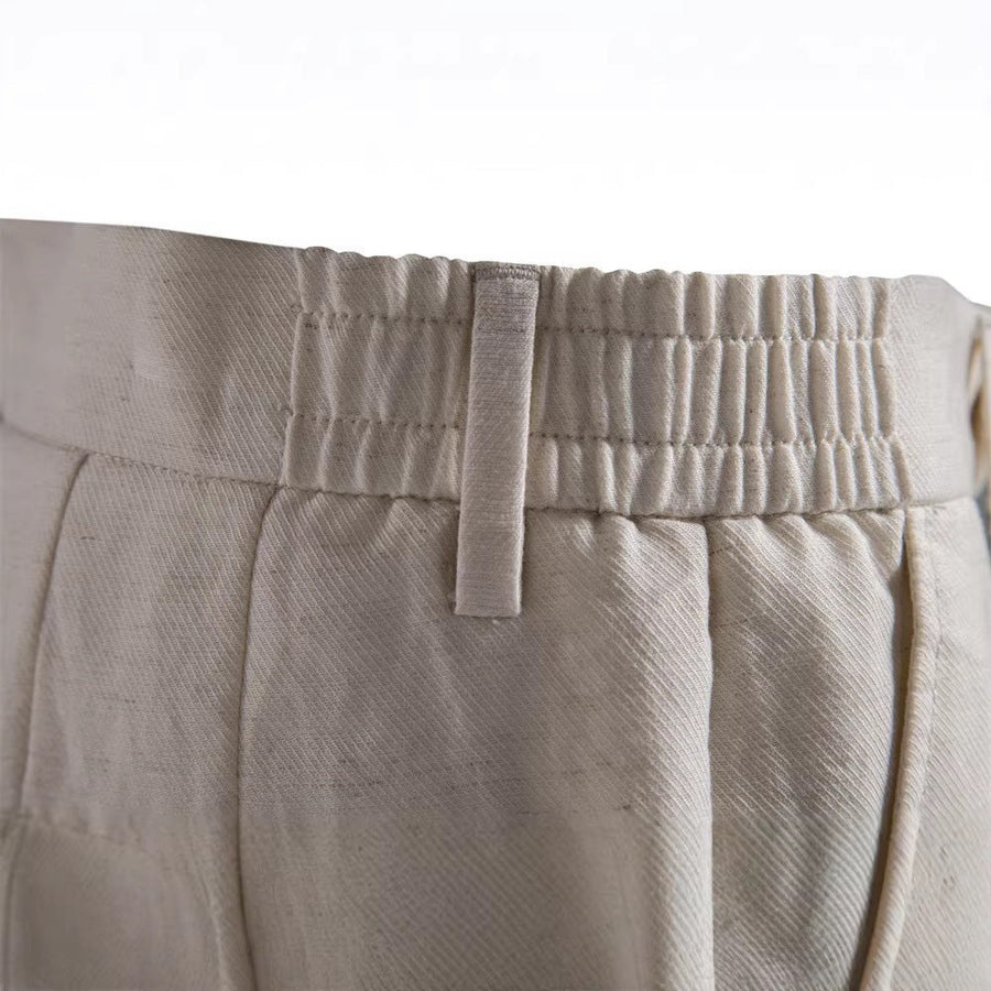 Frederik Casual Linen Shorts with Pleated
