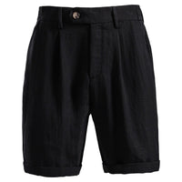 Frederik Casual Linen Shorts with Pleated in Black