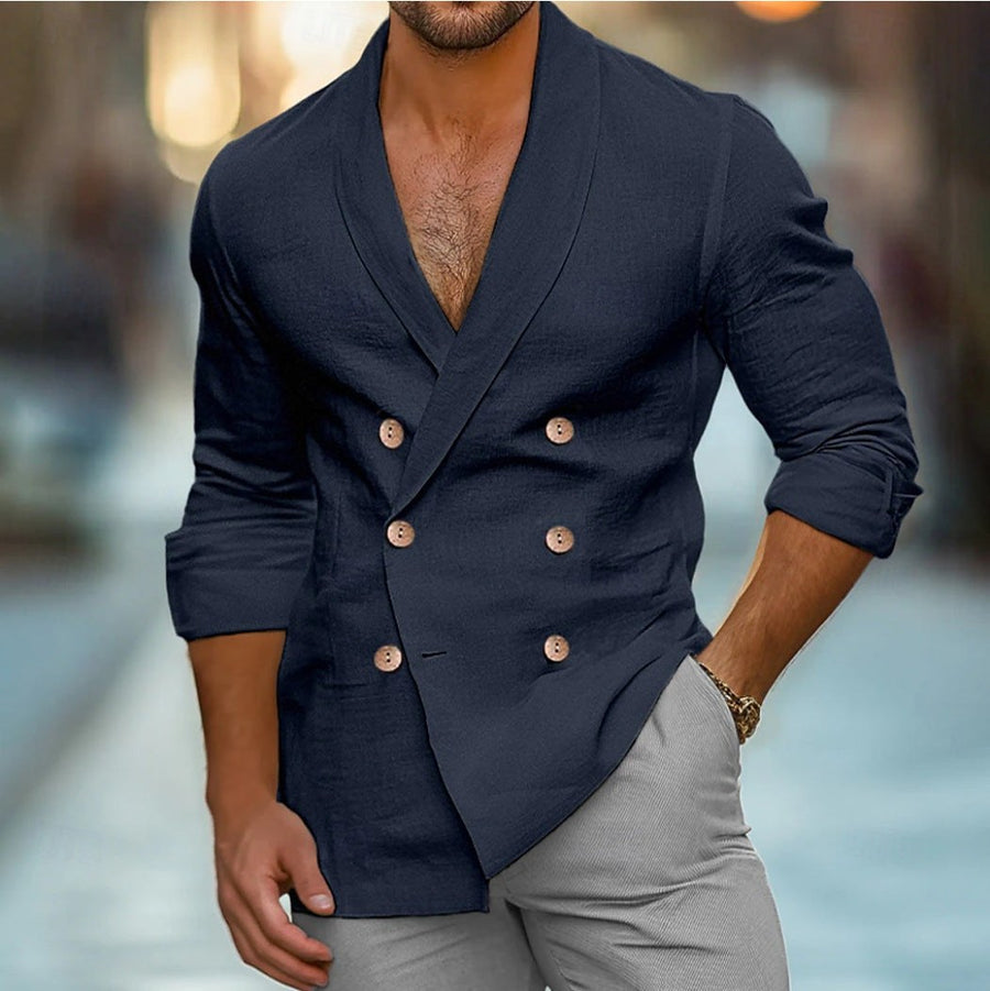 Frederik Elegant Linen Jacket in Navy