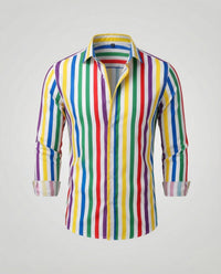 Frederik Linen Blend Shirt with Striped in Blue