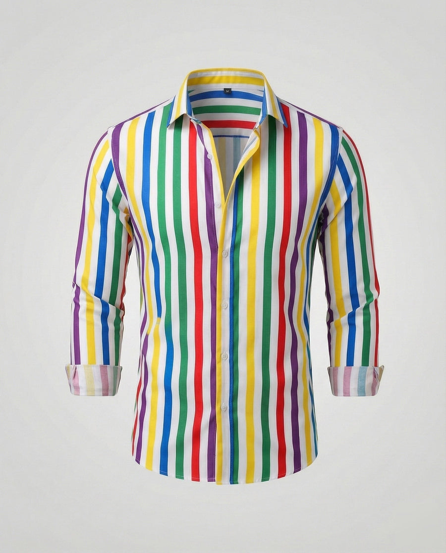 Frederik Linen Blend Shirt with Striped in Blue