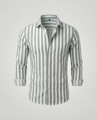 Frederik Linen Blend Shirt with Striped in Green