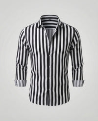 Frederik Linen Blend Shirt with Striped in Grey