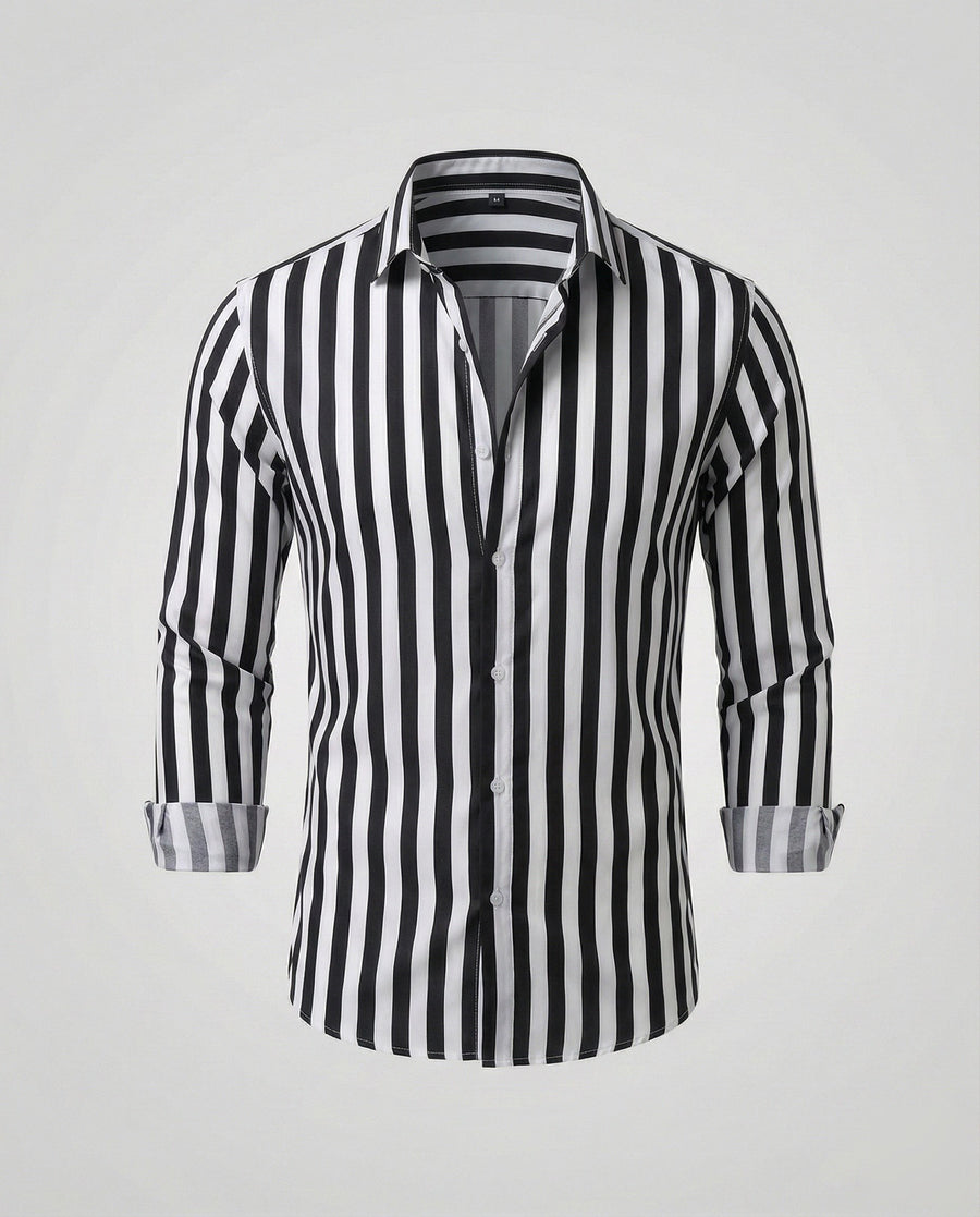 Frederik Linen Blend Shirt with Striped in Grey