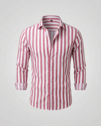Frederik Linen Blend Shirt with Striped in Red