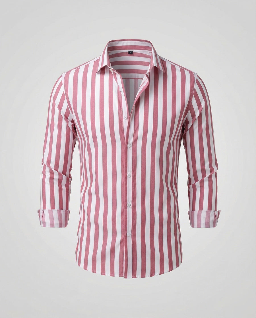 Frederik Linen Blend Shirt with Striped in Red