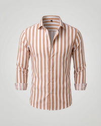 Frederik Linen Blend Shirt with Striped in Yellow