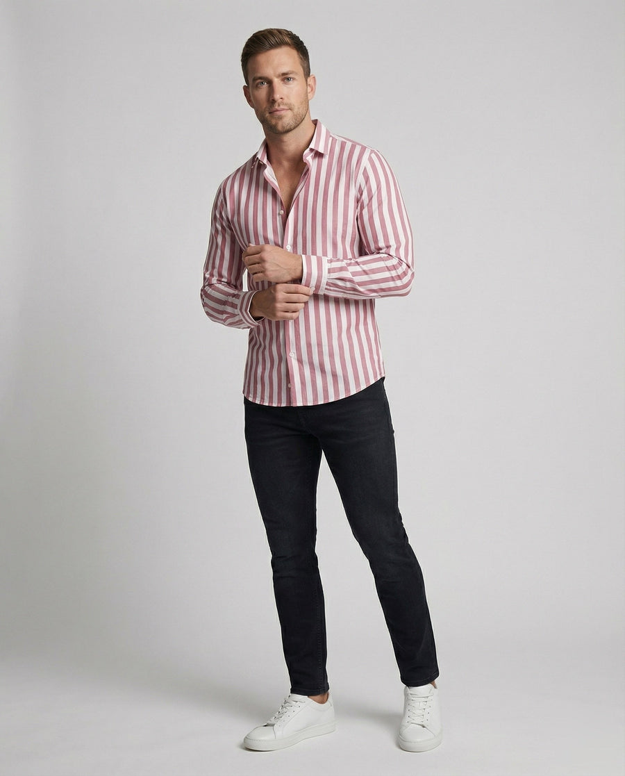 Frederik Linen Blend Shirt with Striped