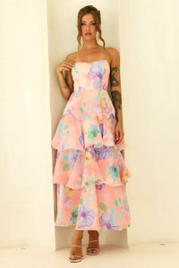 Arabella Chiffon Maxi Dress in Yellow Multi