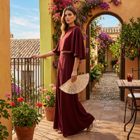 Women's Two-Piece Set Cape Top Maxi Skirt