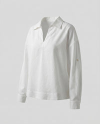 Freya Casual Linen Top with V-Neck in White