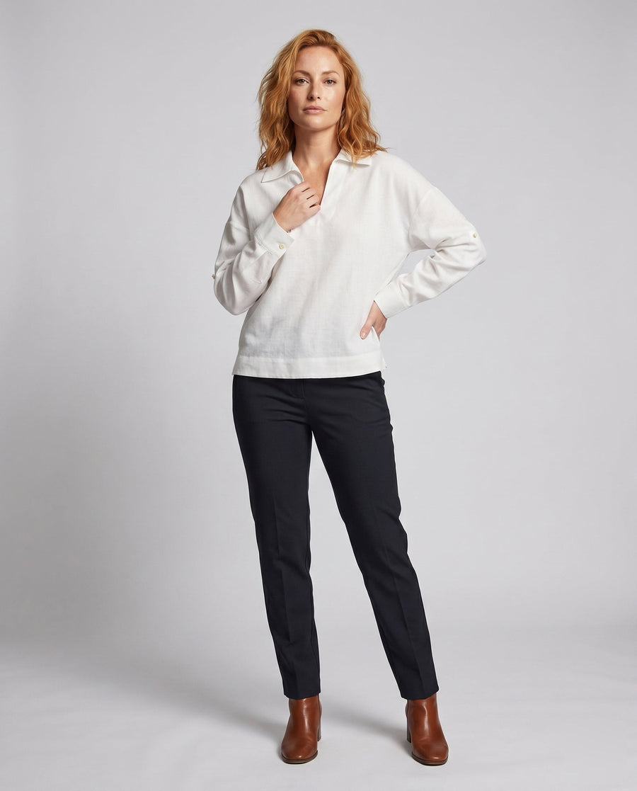 Freya Casual Linen Top with V-Neck