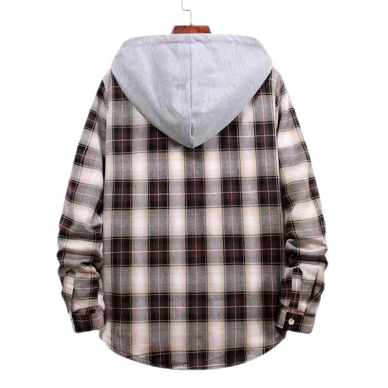 Freya Jacket with Checked and Hood in Blue