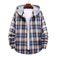 Freya Jacket with Checked and Hood in Blue
