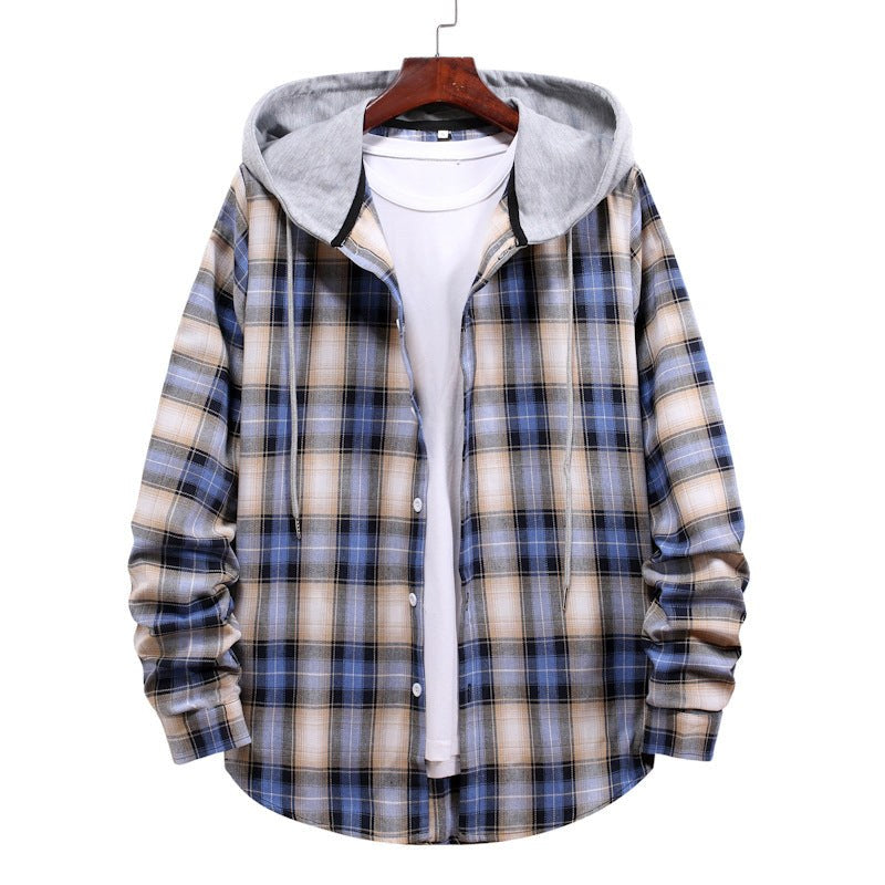 Freya Jacket with Checked and Hood in Blue