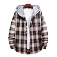 Freya Jacket with Checked and Hood in Brown