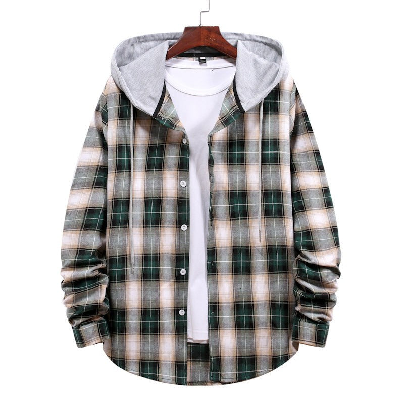 Freya Jacket with Checked and Hood in Green