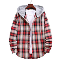 Freya Jacket with Checked and Hood in Red