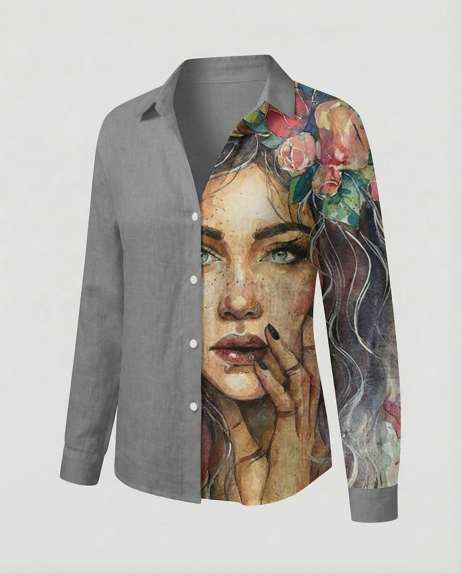 Freya Linen Shirt in Grey