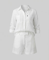 Freya Linen Shorts in Beige