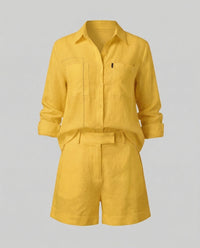 Freya Linen Shorts in Yellow