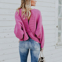 Frida Casual Knit Sweater in Magenta