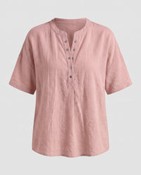 Frida Casual Linen Shirt with Button Front in Pink