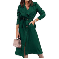 Frida Elegant Trench Coat with Belted in Green