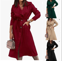 Frida Elegant Trench Coat with Belted in Khaki