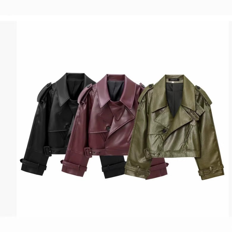 Frida Leather Jacket with Belted