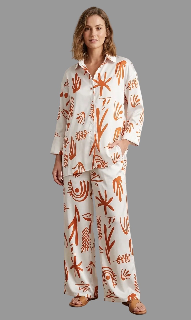 Frida Linen Two Piece Set in Orange