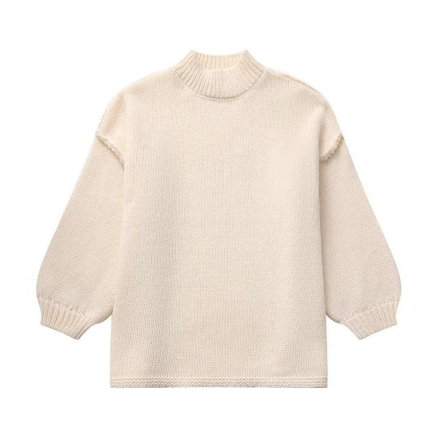 Frida Relaxed Knit Sweater in Beige