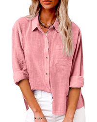 Frida Shirt with Chest Pocket and Pockets in Pink