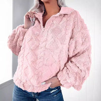 Frida Sweater with Zip Front in Pink