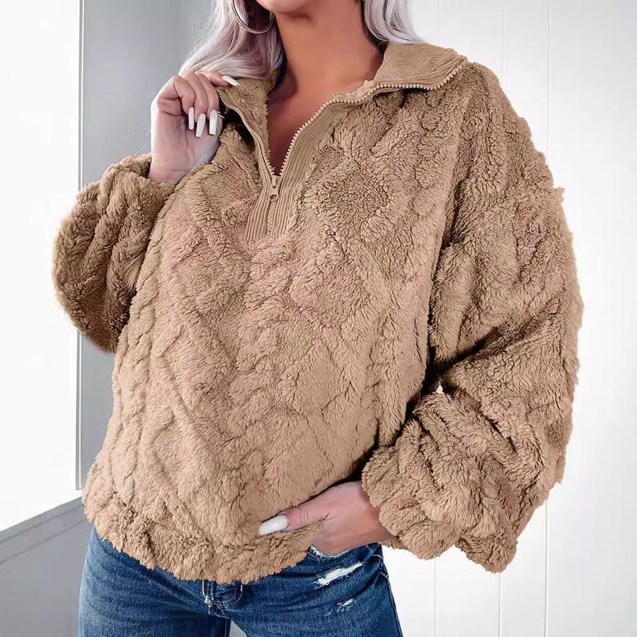 Frida Sweater with Zip Front in Purple