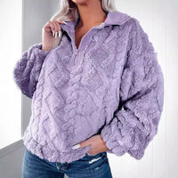 Frida Sweater with Zip Front in Purple