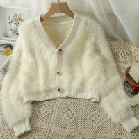 Gabriella Cardigan with Button Front in Cream