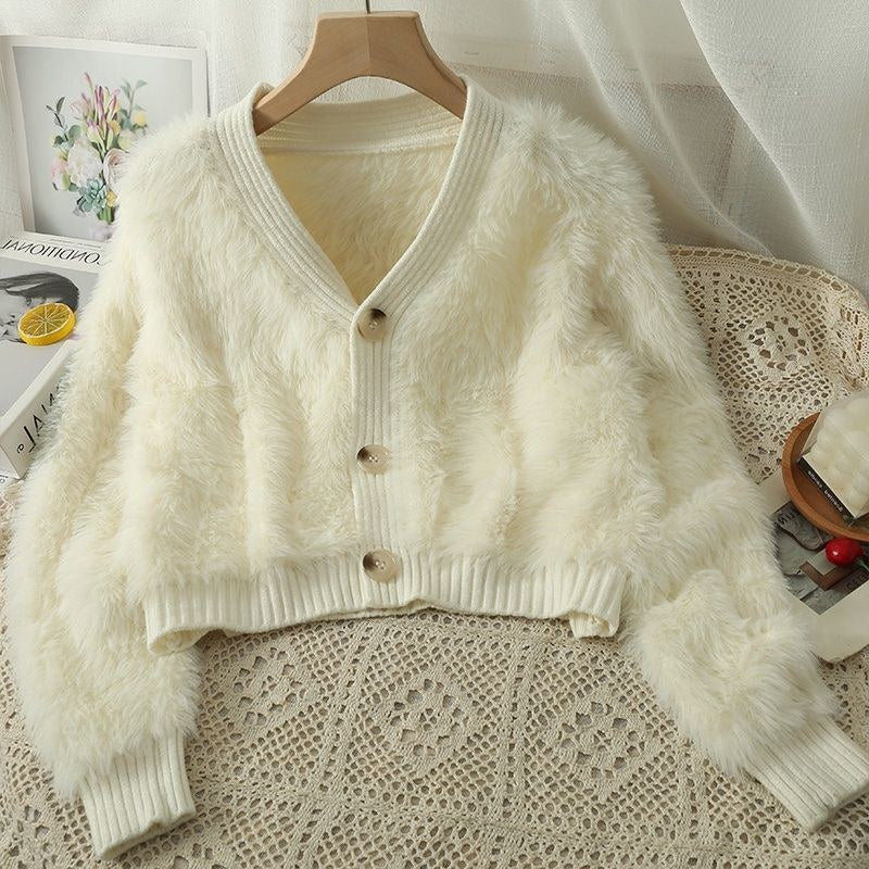 Gabriella Cardigan with Button Front in Cream