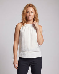 Gabriella Elegant Linen Top with Stand Collar