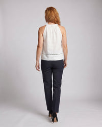 Gabriella Elegant Linen Top with Stand Collar