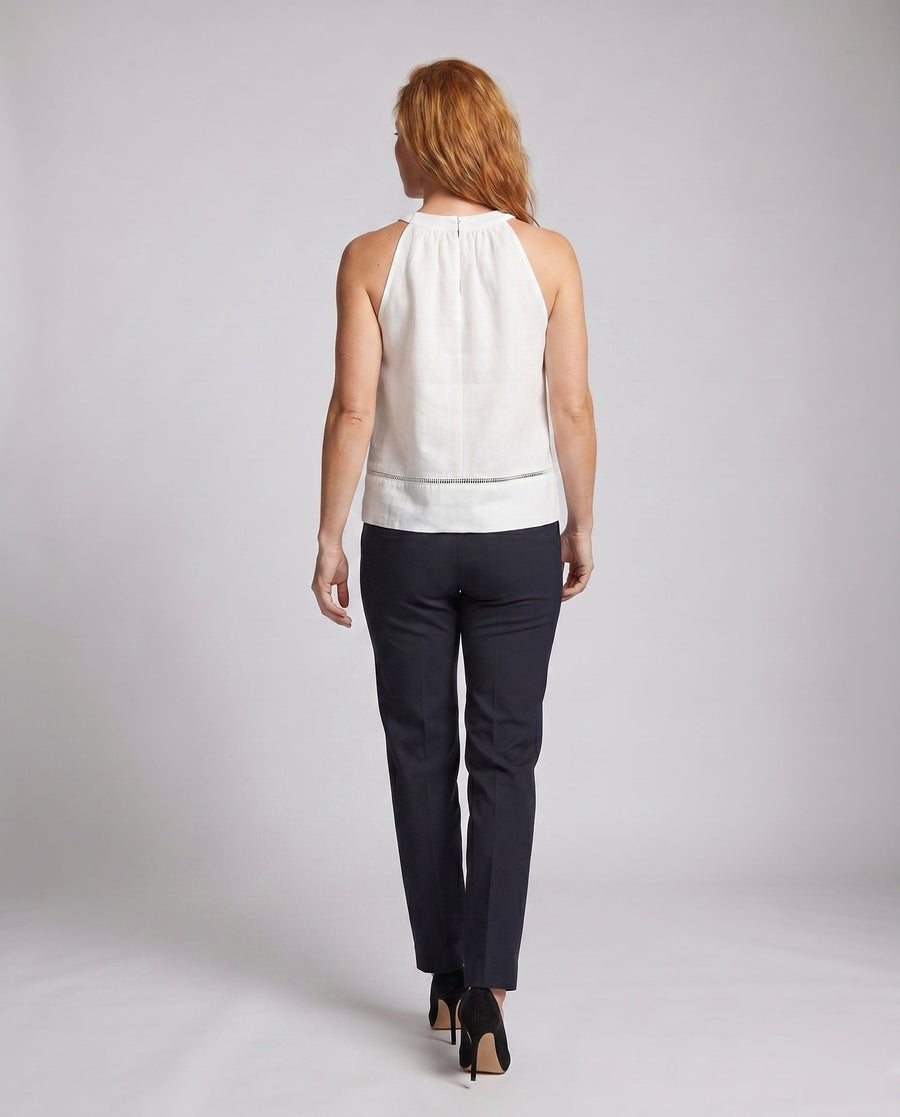 Gabriella Elegant Linen Top with Stand Collar