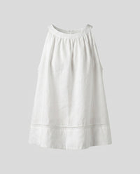 Gabriella Elegant Linen Top with Stand Collar in Beige
