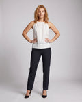 Gabriella Elegant Linen Top with Stand Collar